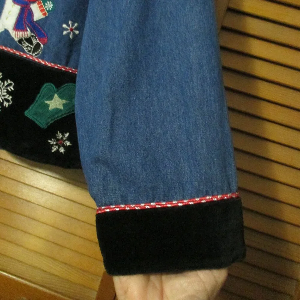 Tantrums Vintage top denim Christmas snowmen - Picture 5 of 11
